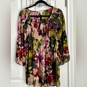 SPENCE WOMENS BLOUSE, MULTICOLORED PRINT FOR FALL, size plus0